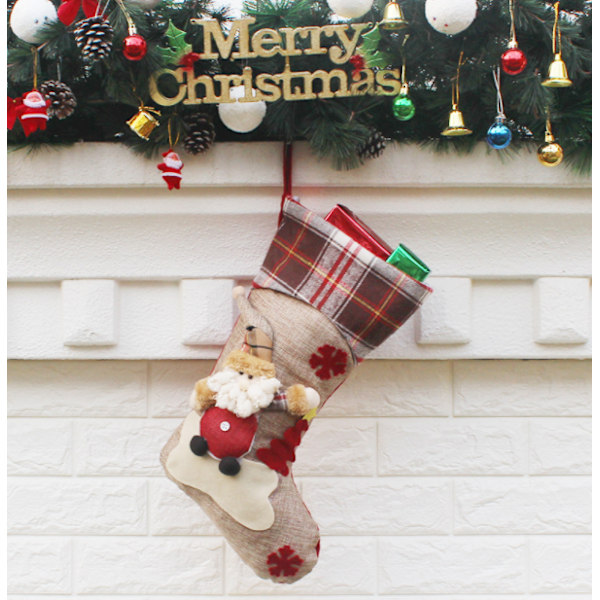 Juldekorationsmaterial Nyårspresenter Jultomte Snögubbe Strumpor Julstrumpor Presentpåse (Två för äldre)
