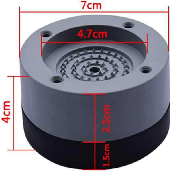 4 Stycken Anti-Vibrationsmatta för Tvättmaskin, Anti-Vibrations Gummifötter, för Tvättmaskin, Kylskåp, 4cm