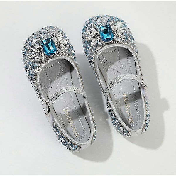 Pige Glitter Lav Hæl Prinsesse Sko - Blå SHZNV 32