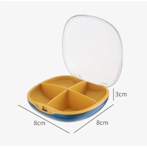 Liten Portabel Transparent Visuell Pillbox * 2 (4 Blå Fack)