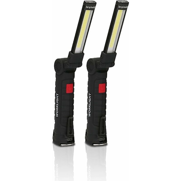 USB Genopladelig Lommelygte LED Arbejdslampe Bærbar Magnetisk COB Hængekrog til Udendørs Camping Reparationslampe (2 STK Små)