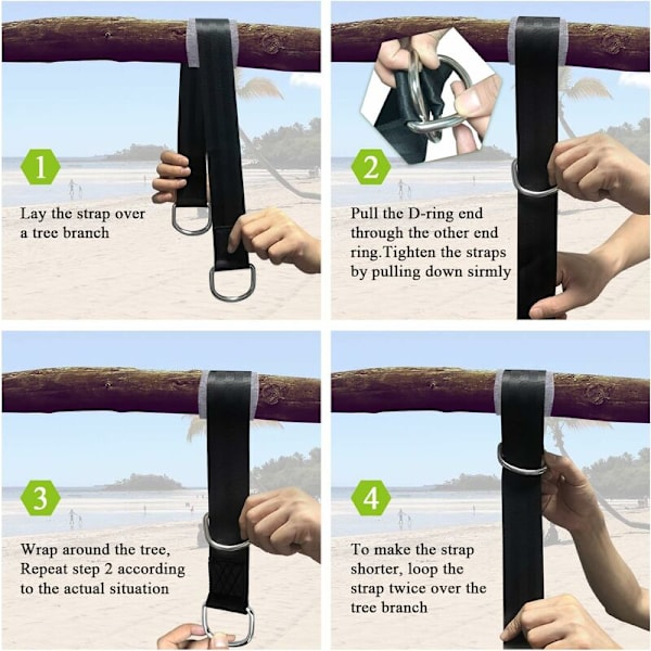 Swing Straps Plus Pads 8-Merkkinen Pyörivä Rengas 1,5 Metrin Musta Ulkokäyttöön Tarkoitettu Kiinnitysköysi + Pehmusteet