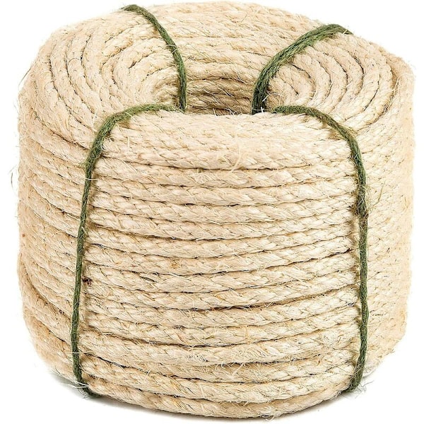 Natur Sisalrep 8mm Ersättningsrep Tillbehör Perfekt för att byta ut Klösträd Stolpar (8mm, 20m)