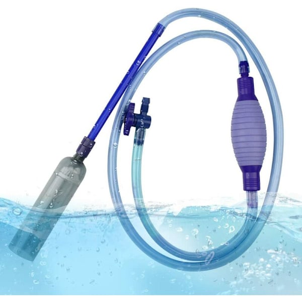 Akvarievakuumpump, Akvariepump, 2,6 m med flödeskontrollventil, Sifon för grusvattenfilter, Idealisk för 100 till 300L akvarium