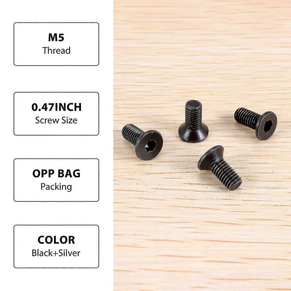 4 stk. sekskantede rørskruer til Xiaomi M365 Ninebot ES2 fronttilbehør sort sølv black silver