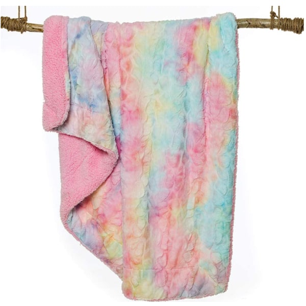 Ny Filt Plysch Dubbel Filt Nordisk Stil Sofföverdrag Tie-Dye Regnbåge Fritidsfilt (tie-dye regnbågsfärg 130cm*160cm),