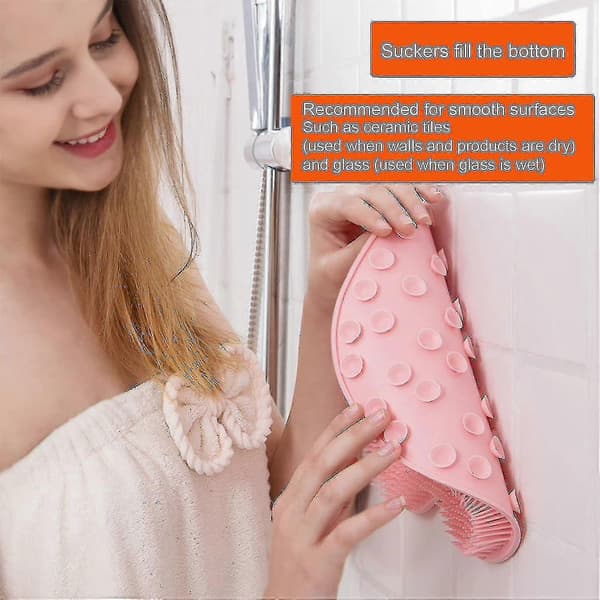 Väggmonterad silikonfot- och ryggskrubbborste, 2-pack