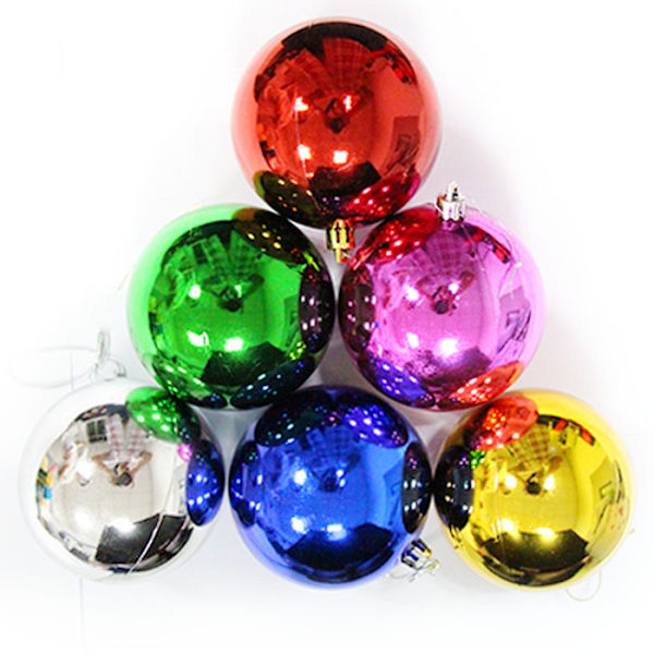 Ett paket med 12 julgranskulor, blank galvaniserad plast, julgransdekoration, 3 cm (Blandade färger)