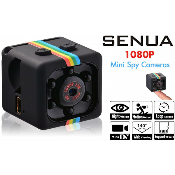 1080P Mini Langaton Kannettava Ääni- ja Videotallennin Yönäöllä ja Liiketunnistuksella (Musta)