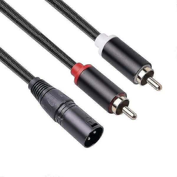 XLR han til dobbelt RCA-kabel A1 3-benet lydkabel til stereo-forstærker sort Black