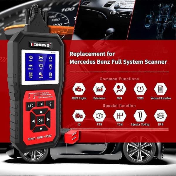 KONNWEI OBDII Auto Diagnostic Code Scanner (KW460) Fuld System Diagnostisk Værktøj Erstatning for Merc