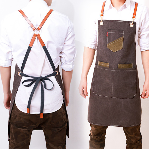 Cowboy Köksförkläde Café Mjölktebutik Bageri Barberare Manikyr Arbetskläder för Män och Kvinnor (Blå, 78*56cm),