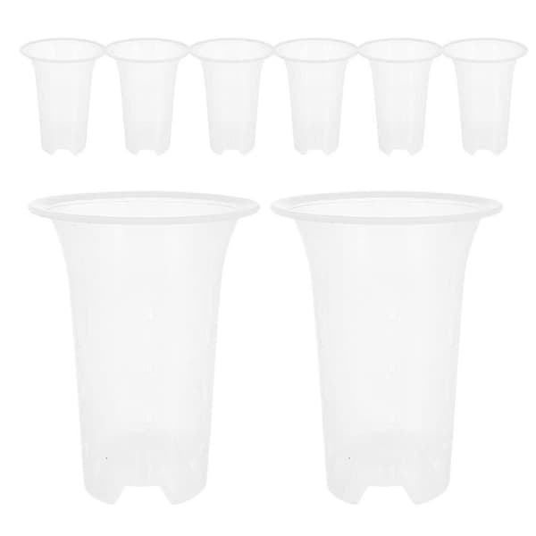 Klara orkidékrukor i plast 8 st för inomhusplantering med synliga rötter Vit White