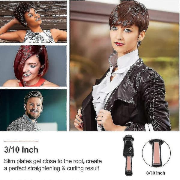 Titanium fladjern 0,3 tommer til Pixie Cut & Kort hår Dobbelt spænding styling