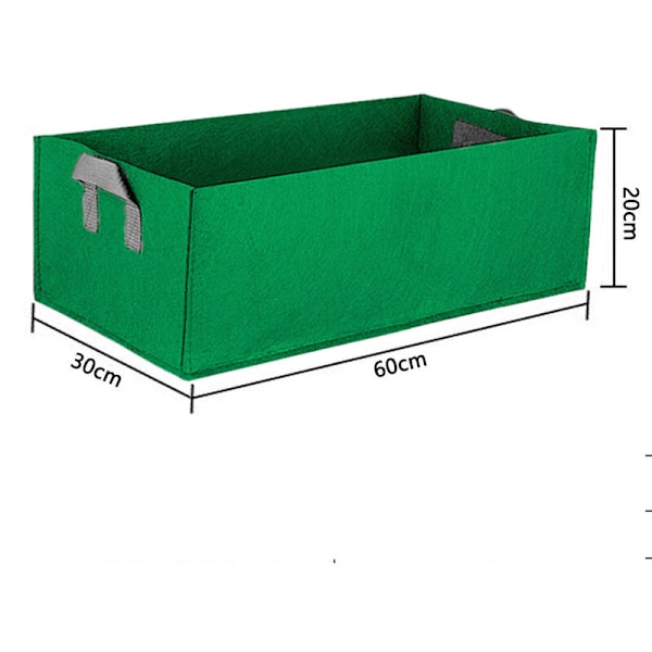 Filt plantpåse planteringspåse hink grönsak blomma filt påse gräsgrön stor 60*30*20cm 2 stycken