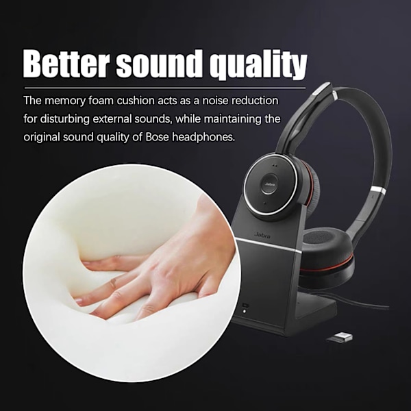 Öronkuddar för Jabra Evolve 75 / 75+ / 75 UC / 75MS Svart