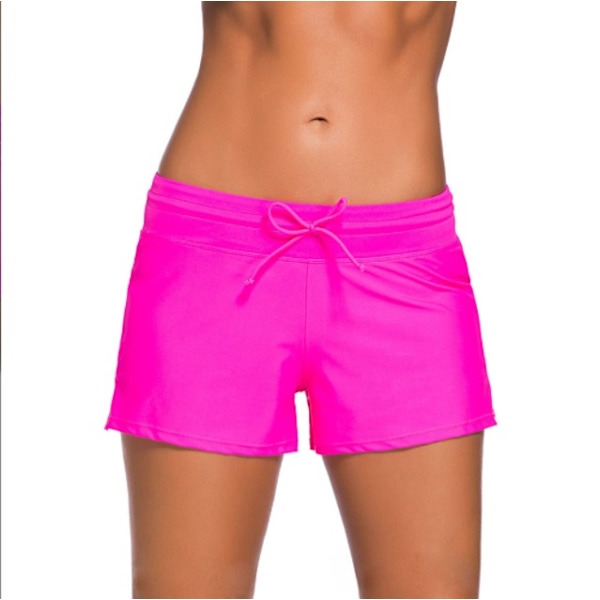 Dame Sommer Badedragt Lav Talje Bindebånd Plus Størrelse Bokseshorts XL (Rose Rød),
