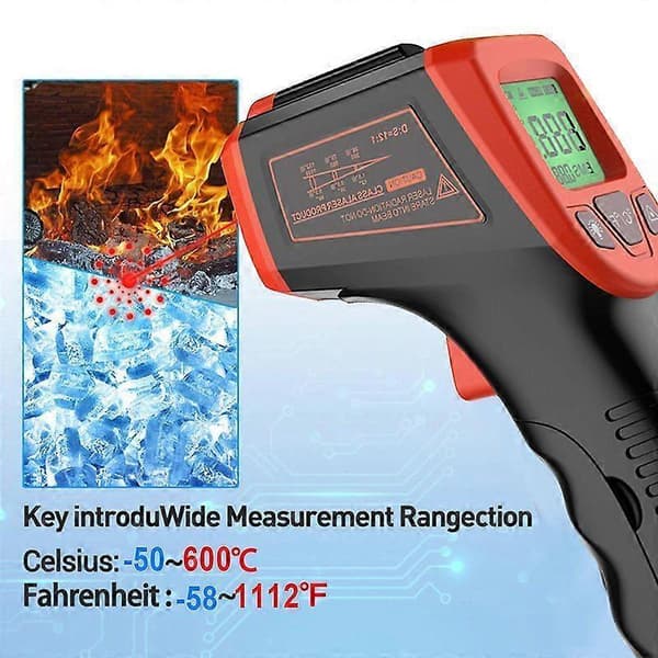 Ny Lcd Laser Pyrometer Ir Infrarød Termometer Op Til 600c Temperaturmåling