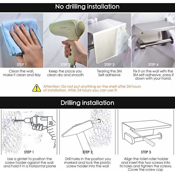 304 Rustfrit Stål Papirhåndklædeholder Toiletpapir Rulleholder Papirhåndklædeholder Toiletpapirholder (Enkelt Rulle Børstet Ned)