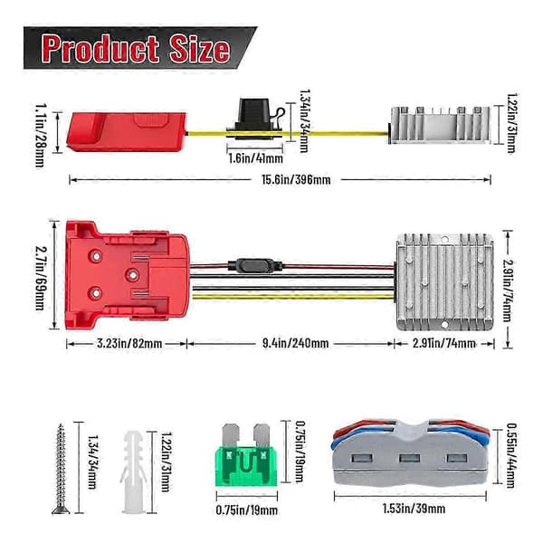 18V til 12V Step Down Konverter 20A 240W til Milwaukee M18 Power Wheel