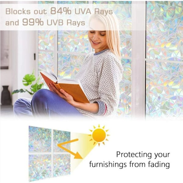 Färgglad halvmåne statisk glasdekal glasfilm (45cmX2 meter)