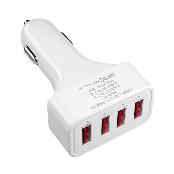 Autolaturi 4 USB-porttinen (valkoinen k2)