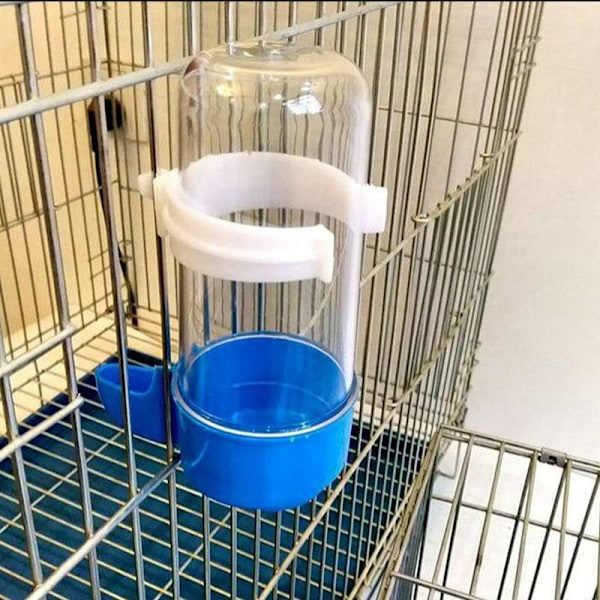Automatisk fågelvattenautomat Fågelmatare Anti-Vattenkopp 240ml Blå Flaska Vit Botten Drickare 3st