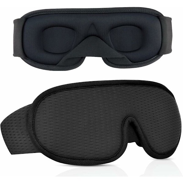 Sovemaske Øjenmaske Blindfold Øjenmaske til Sovning Memory Foam 3D Konturformet Pasform til Mænd Kvinder, Sort