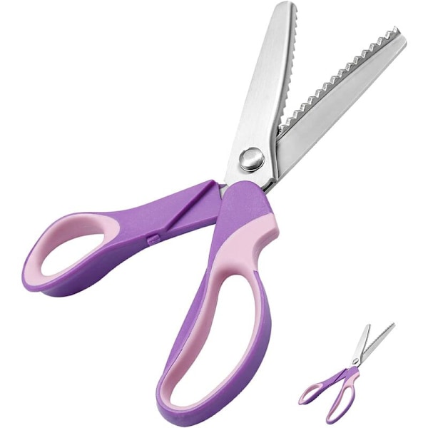 Sicksackssax 23,5 cm Professionell Sy Sax i Rostfritt Stål för Hantverk, Läder, Bomull, Papper, Tyg (Lila)
