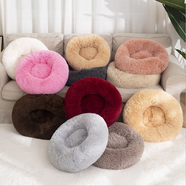 Hundehus, Katte Kennel, Rund Plys Kennel, Hundeseng, Vinter Varm Måtte, Hundepude, Kæledyrsartikler, Kæledyrsseng (40cm Diameter, Pink Læder)