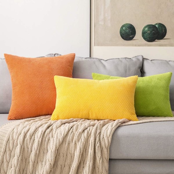 2 kpl Corduroy Tyynynpäällinen Olohuoneeseen Kotiin Makuuhuoneeseen Puutarhaan 12\"x20\", 30x50cm Sitruunankeltainen