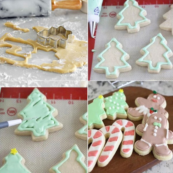 25 st Jul Rostfritt Stål Kakformar Set Snögubbe Julgran Älg Bakset DIY Form,