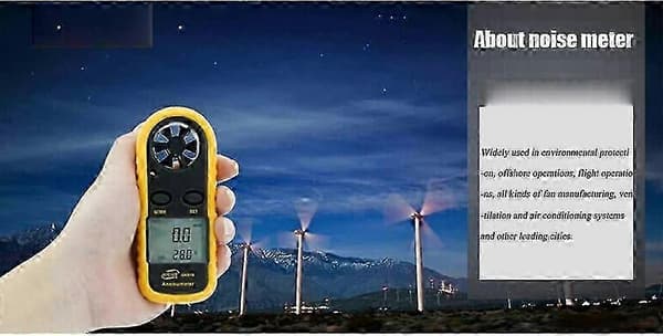 Digitalt anemometer med baggrundsbelyst LCD-display, måler lufthastighed, luftstrøm og udendørs lufttemperatur til aktiviteter