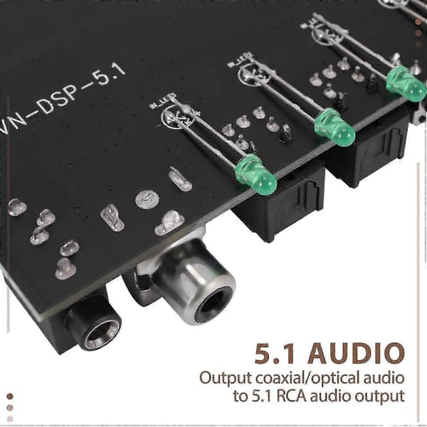 DAC-modul 5.1-kanals AC-3 PCM Digital Optisk DTS RCA HiFi Stereo Audio Hjemmebiograf Dekoder Forstærker