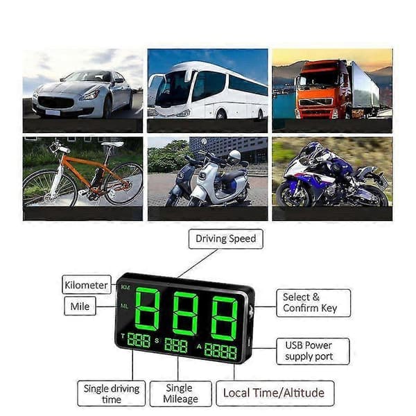 Uusi auton GPS-nopeusmittari Head Up Display Ylinopeus Mph/km/h Varoitushälytys