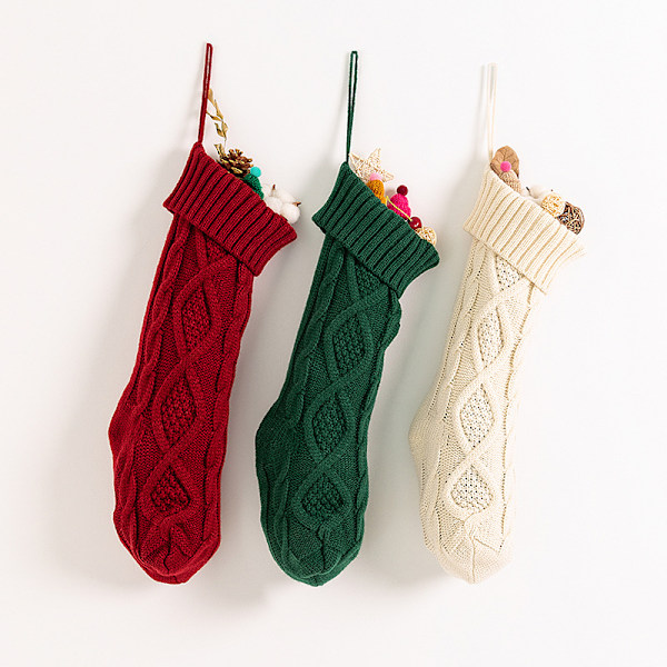 Julgodis Stickad Diamantgarn Presentpåse Landskapsdekoration 37CM Liten (Fuchsia)