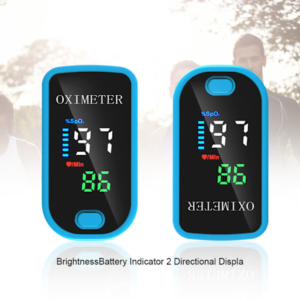 Finger Clip Oximeter, Mätning av syremättnad i blodet och puls, 5 sekunders automatisk avstängning, Blå och vit (Batteri ingår ej)