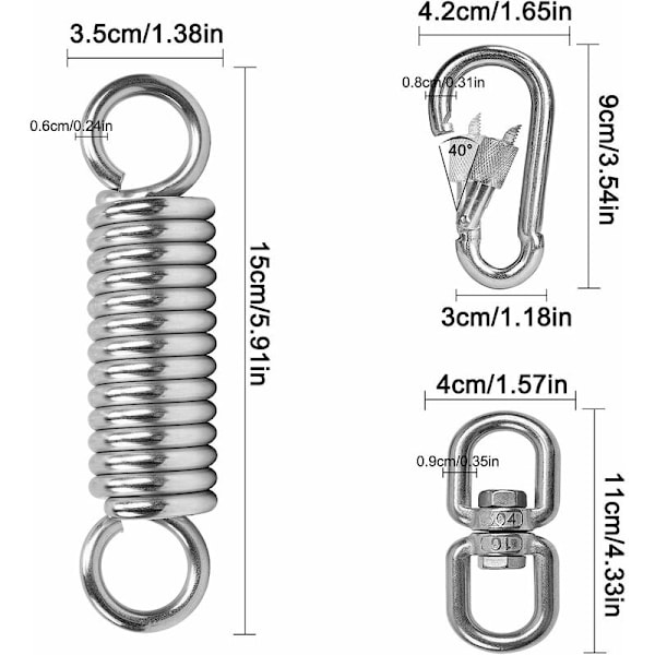 Hängstol hängkorg gungset rostfri stål fjäder swivel