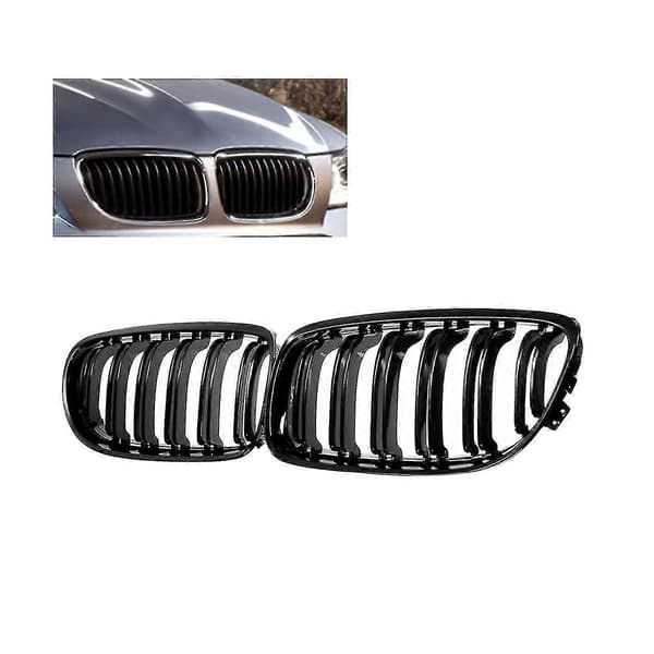 Front Nyregrill Blank 2 Linjer til BMW 3 Serie E90 E91 2009 2010 2011 Sort Black