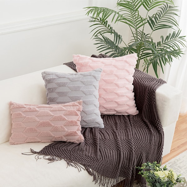 Geometrinen puolisuunnikkaan muotoinen pehmustetyynynpäällinen, yksivärinen koristetyynynpäällinen kotiin (2 kpl, puhtaan valkoinen, 45*45cm),