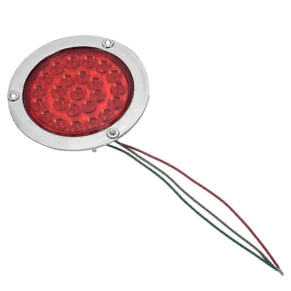 4-pack vattentäta röda LED-släpvagnslampor 24 LED rund flänsmontering 4 tum