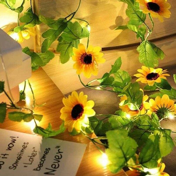 Rattan Ljusslinga Blommor Solcellsdriven Solros Simulation Dekorativa Ljus Solros Rattan Ljus 2 Meter Solcellsdriven