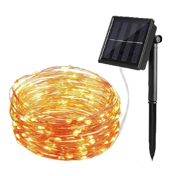 Solarslinga med koppartråd (12 meter, 100 lampor, 8 funktioner)