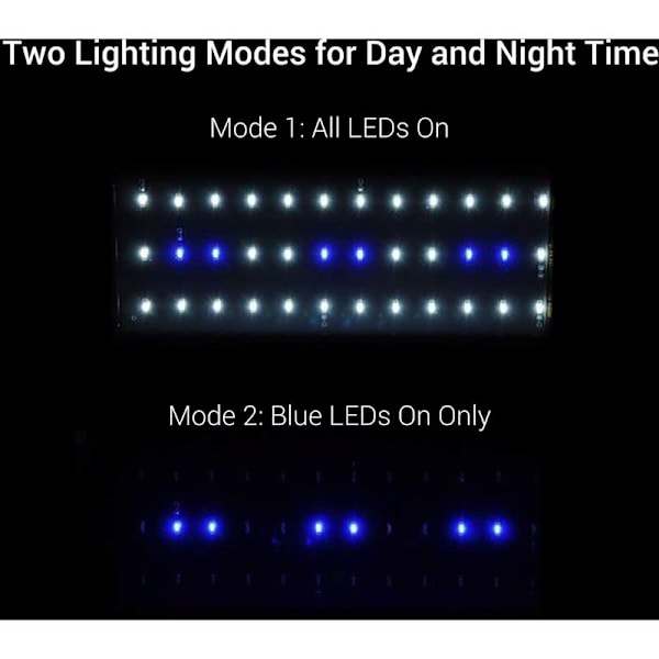 ClassicLED Akvariebelysning, LED-strip til ferskvandsakvarium, Akvarieplantelys, 2 tilstande LED-lampe til akvarium, 40 cm, 6W, 7000K