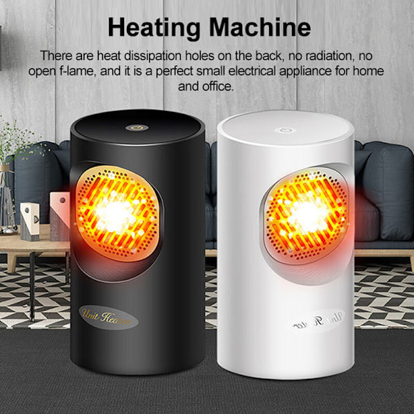 300W Mini Pöytälämmitin Kannettava Sähkölämmitin Työpöydän Lämmittäjä Kotitalous Makuuhuoneen Lämmityskone Talveksi (Musta-EU Pistoke)