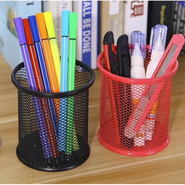 Desktop Metal Mesh Penholder (Rund Sort)