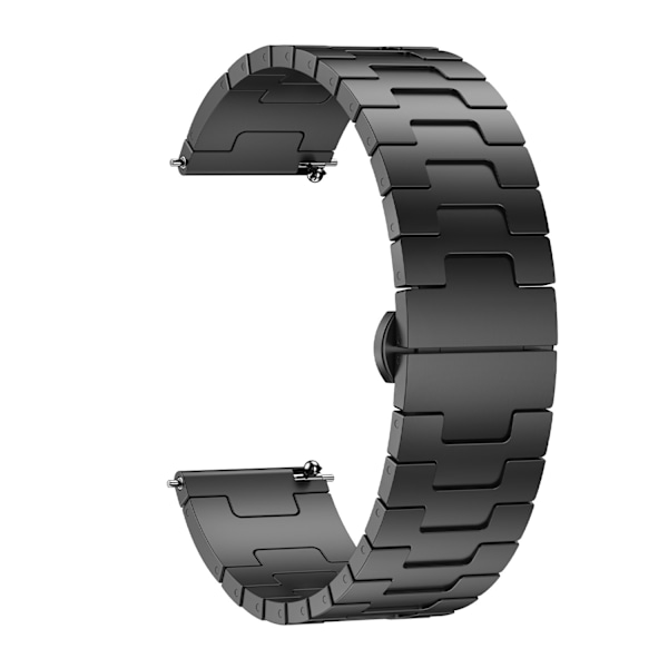 Titanium klockarmband för 22 mm Smartwatch Butterfly Clasp (DLC-förstärkt skydd) Svart Sort