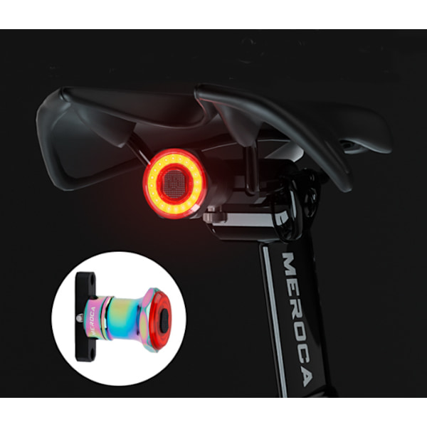 Blændende farve 100 lumen kan bremse induktion baglygte mountainbike cykellygte usb opladning baglygte advarselslys