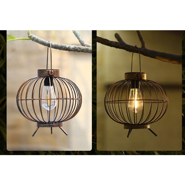 Solcellsdriven Trädgårdslampa Utomhus Retro Järnlykta Parkdekoration Vattentät Net Röd Landskapsatmosfär Nattlampa,