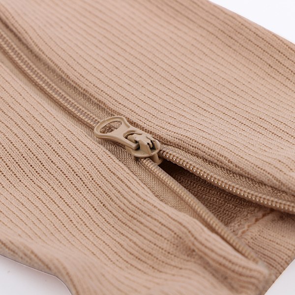 Kompressiosukat vetoketjulla ja avoimella kärjellä, nylon/spandex, beige, koko S/M, 1 pari